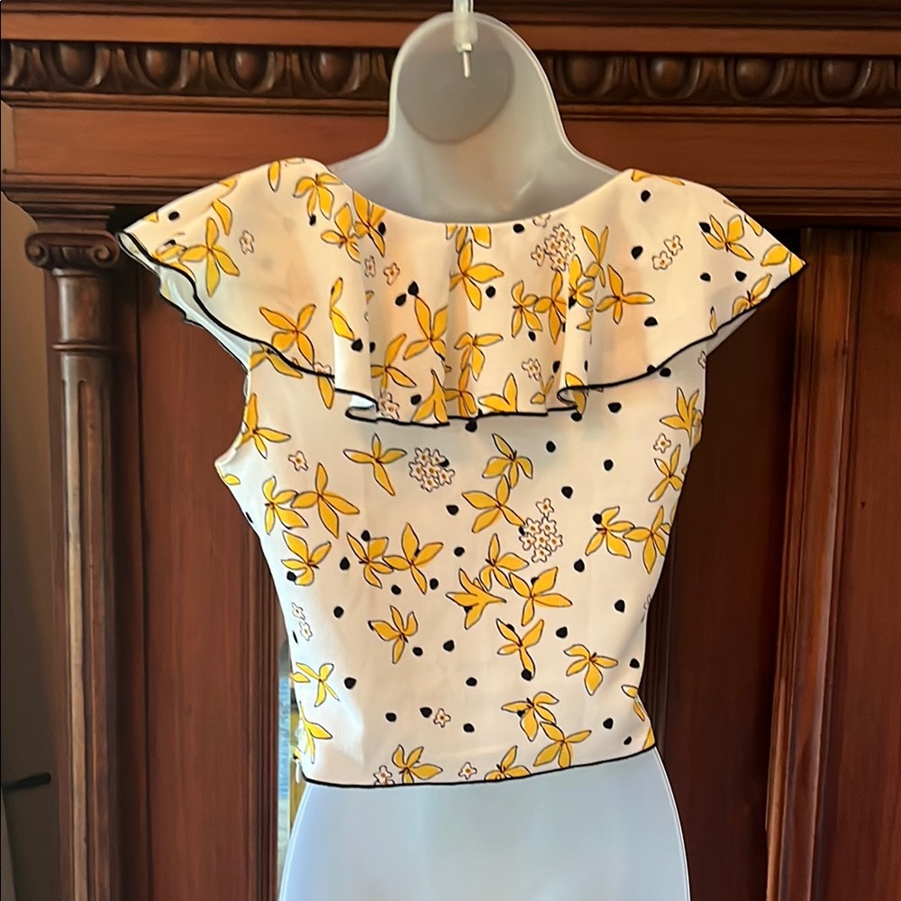 Zara NWOT Floral Ruffle Top - Picture 2 of 4